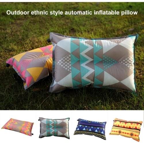 Outdoor ethnic style automatic inflatable pillows, car pillows, adjustable and foldable foam cushions, camping equipment