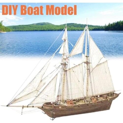 Wooden Sailboat Model Self-assembly Toy DIY Wooden Sailboat Model Assembling Kit DIY Sailing Model Handicraft Home Decoration