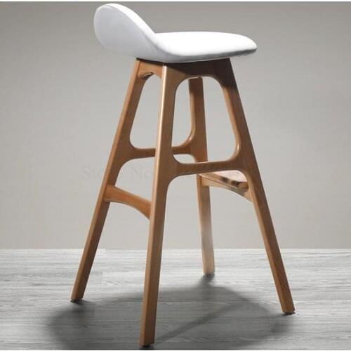 Wooden solid wood bar stools Nordic fashion dining chair makeup chair bar stool high bar stool bar chair