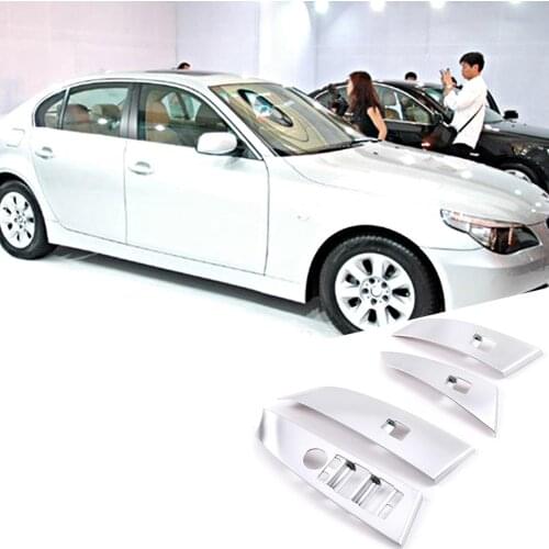 For BMW 5 Series E60 525li 2004-2006 ABS Chrome/Carbon Fiber Texture Window Lifter Switch Button Interior Car Accessories 4 Pcs