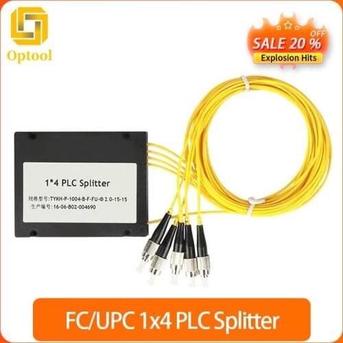 FC/ UPC 1x4 PLC Fiber optical splitter single mode with FC/UPC connector FTTH SC 1x4 PLC ABS optic splitter box Free Shipping