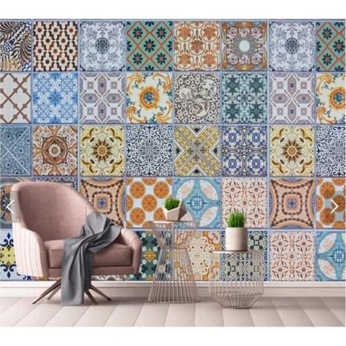 Custom retro papel DE parede, abstract mosaic pattern tile mural for living room bedroom sofa background wall decoration wallpap