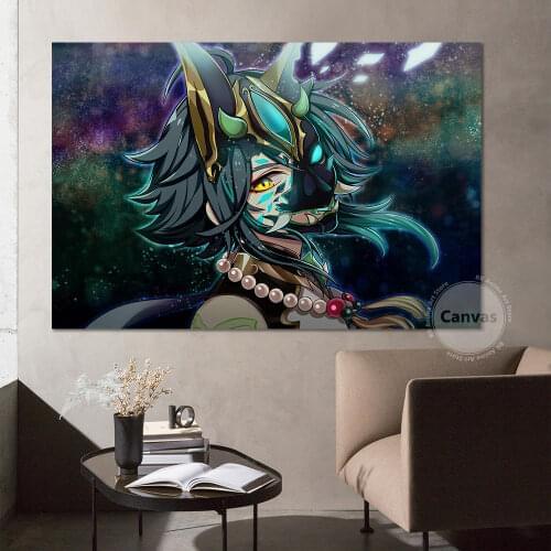Canvas game Xiao Genshin Impact Pictures Home Decoration Paintings Poster HD Prints Wall Art Modular Living Room