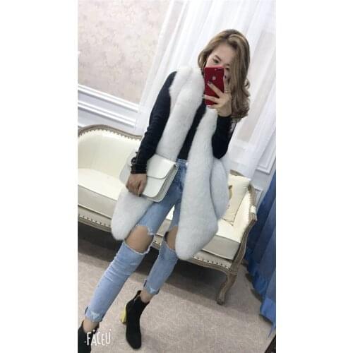 Imported whole skin fox fur grass vest female long section 2019 new real hair vest five generations autumn and winter season