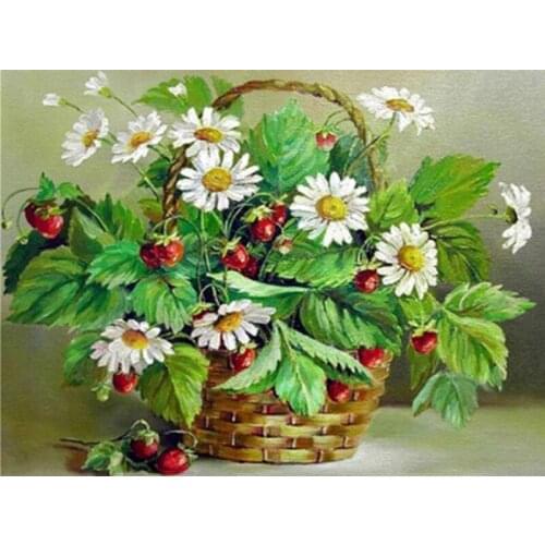 Jmine Div 5D Flower Basket Daisy Full Diamond Painting cross stitch kits art High Quality Floral 3D paint by diamonds