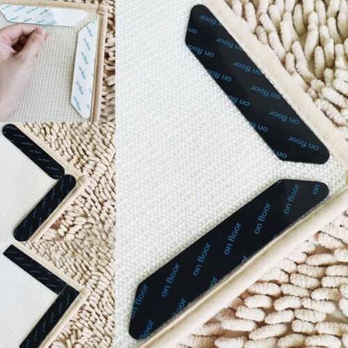 8Pcs A Variety Of Shapes Non-Slip Carpet Adhesive Reusable Washable Fixed Pad Nail Tape Corner Pad