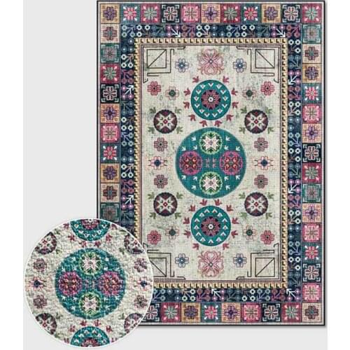 Nordic Style Carpets for Living Room Bedroom Area Carpet Vintage Floral Pattern Home Decor Area Rugs Parlor Non-Slip Floor Mats