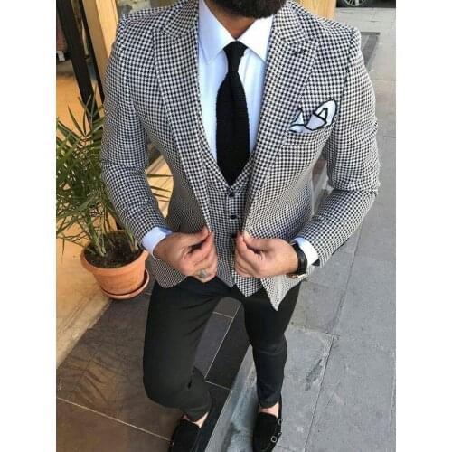 Handsome Groomsmen Peak Lapel Groom Tuxedos Mens Wedding Dress Man Jacket Blazer Prom Dinner (Jacket+Pants+Tie+Vest) A172