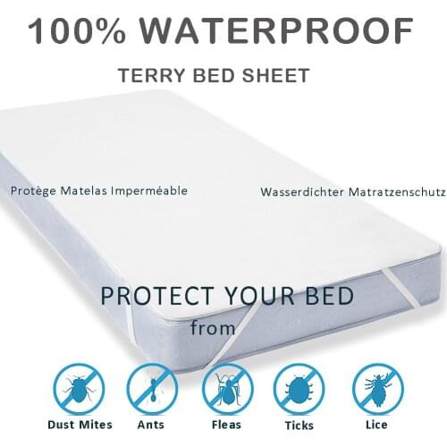 LFH New Terry Cloth Waterproof Bed Sheet For Mattress Pad & Topper With Band Bed Protector Waterproof Mattress Protector