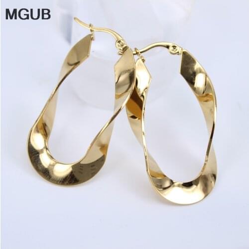 MGUB smooth New Trendy 3 colors Twisted Big Earrings Wholesale Jewelry Round Large Size Hoop Earrings Women LH14