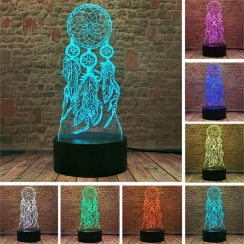 Dreamcatcher Model 3D Illusion LED NightLight 7 Colors Changing Sleeping Lamp Relaxed action & toy figures