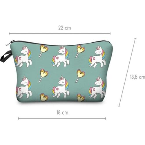 Fashion Brand Unicorn Cosmetic Bag Fashion 3D Printed Women Travel Makeup Case Easy to carry out the cosmetic bag