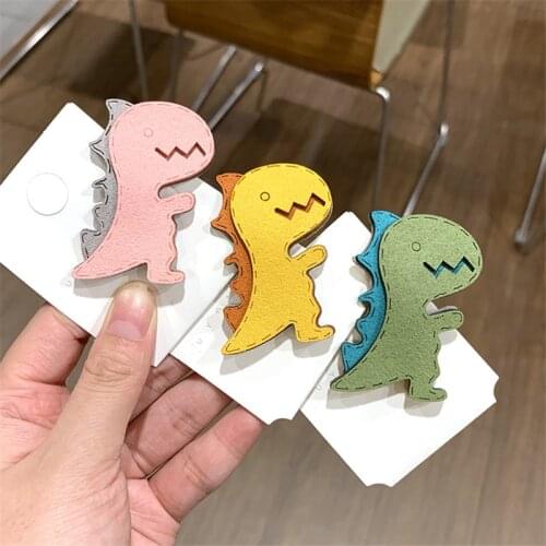 Cartoon Dinosaur Suede Cute Korean Kids Children Girls BB Hairpins Hair clips Head wear Hair Accessories-SKC5-W1