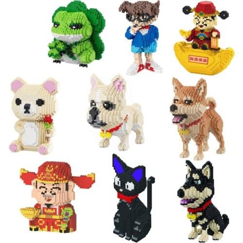 Babu Mini Diamond Brick Building Blocks set toy cartoon Animal bear Pet 3D Model Educational brick for children birthday gift