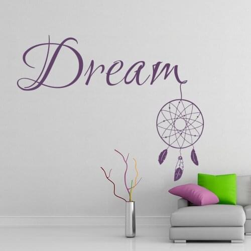 Dream Catcher Wall Stickers For Bedroom Quotes Dream Feather Creative Wall Decal Vinyl Interior Removable Art Mural Decor SYY919