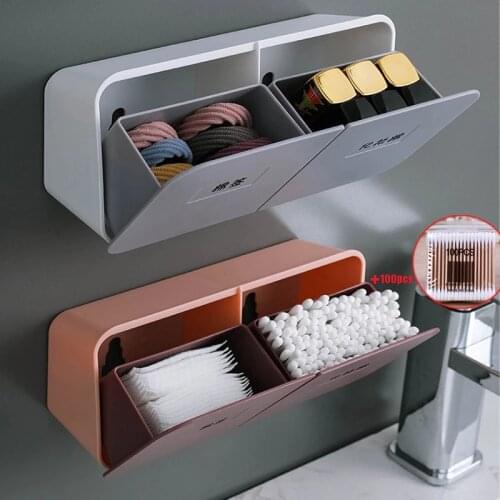 Multifunctional Storage Box Wall-Mounted Cotton Swab Cotton Storage Box Small Object Storage Box Household Dathroom Storage Box