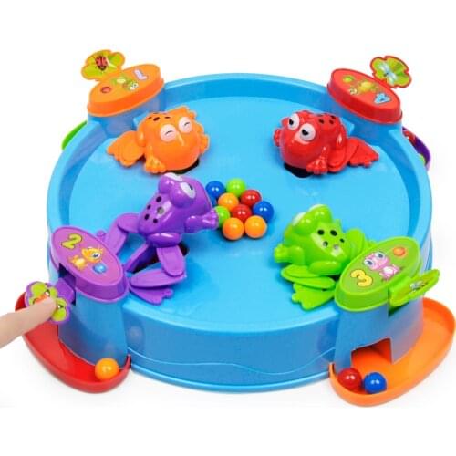 Table Toy With 4 Frogs 16 Multicolored Balls Game For Development