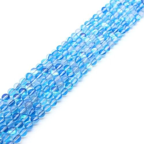 Natural Labradorite Stone Blue Synthetic Flash Moon Stone beads Round Loose ball Beads for Jewelry Making Bracelet Earring DIY