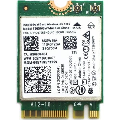 New for Lenovo E550 E555 X250 T450 intel 7265AC 7265NGW Wireless network card 00JT535 NGFF interface mini pcie