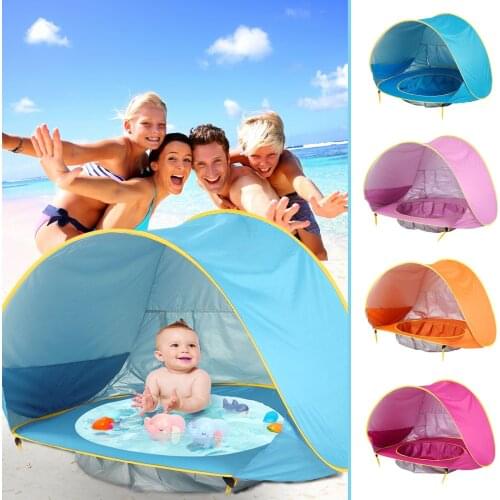 2021 New Baby Beach Tent With Water Pool Upgrade Easy Fold Up Pop Up Baby Tent Portable Outdoor Camping Sunshade Beach Tent