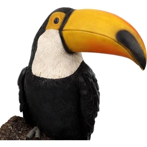 Novelty Toucan Perching on Branch Garden Statue, Hanging Ornaments Wild Life Animal Figurine Toys