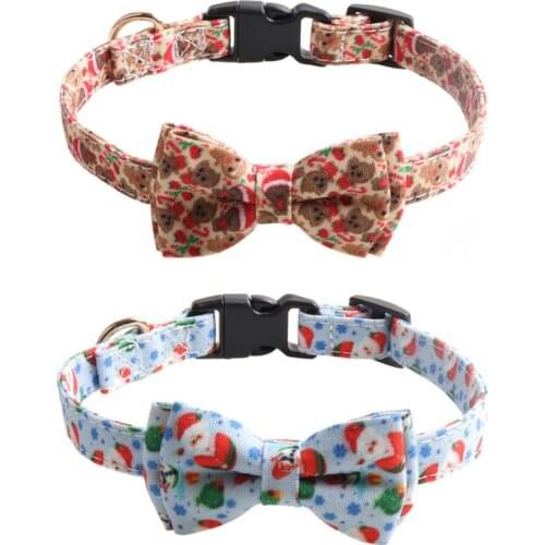 Pet Dog Collar Santa Claus Gingerbread Man Series Bow Bowtie Collar for Dogs Plastic Buckles Christmas Dog Collar Jewelry Supply