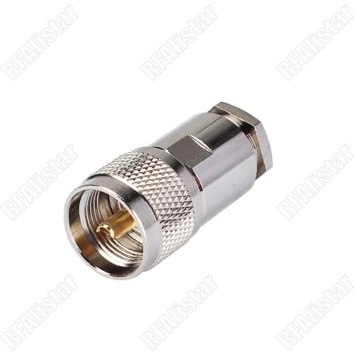PL259 UHF Male Plug Clamp Straight RF Connector PL-259 for LMR400 RG8 RG213 RG214 Coaxial Cable Brass Nickel