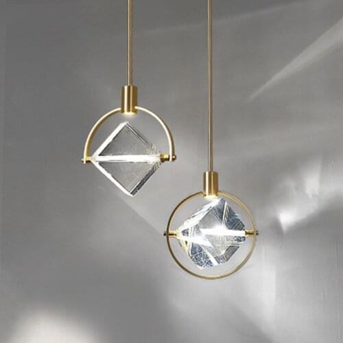 Post-modern minimalist LED Pendant Lights Nordic Crystal Dining Living room Luminaires Bedside Bedroom Single Head Hanging Lamp