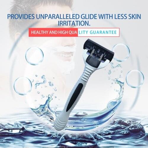 Manual Beard Shaver Manual Hand Safety Razor 12PCS 6-Layer Blade ABS Grip Anti-slip Handle Portable Home Use