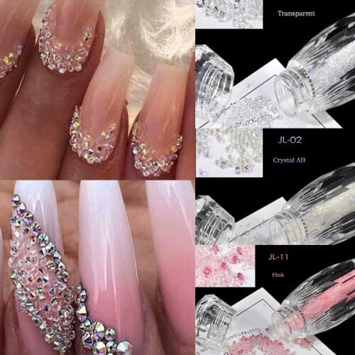 12 Colors Nail Art Rhinestones Micro Tapered Mini Nail Art Crystal Nail Decoration Loose Rhinestones Nail Art Decorations Beads