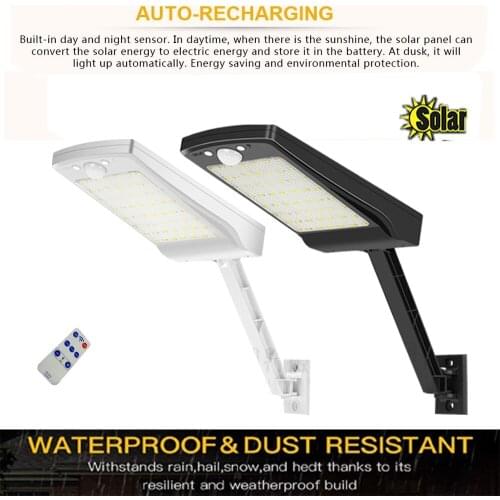 LED solar lights outdoor waterproof Motion Sensor Wall Light with Remote Control Garden Street Lamp Adjustable Brigh