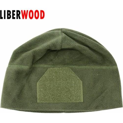 LIBERWOOD Tactical Hat OD green Watch Fleece Cap Hat Hook Loop Patch Style Winter Warmer Beanie Skullies Bonnet Cap Men Women