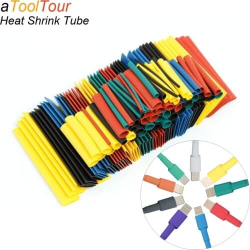 328PCS Mixed Color Insulated Sleeving Wrap Wire Car Electrical Shrinkable Cable Connector Heat Shrink Tube Tubing Polyolefin USB