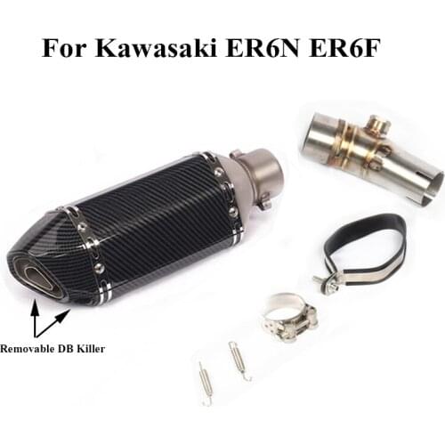 Motorcycle Exhaust System Escape Muffler Connection Link Tube Middle Mid Pipe for Kawasaki ER6N ER6F 2012-2016