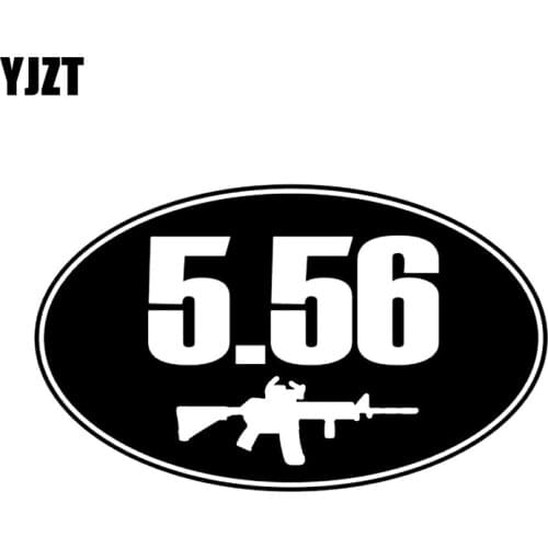 YJZT 14.6*8.8CM Interesting 5.56 Oval With And Gun Car Sticker Accessories Bumper Window Vinyl Graphic Decoration C12-0173