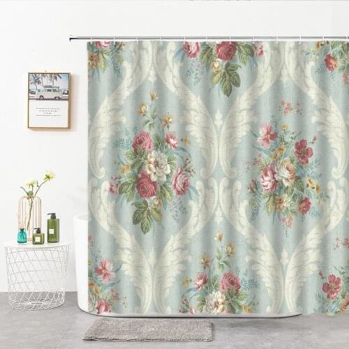 Plant Flowers Printed Polyester Shower Curtain Riches Peony Home Decoration Background Curtains Bathroom Curtain Bathtub Screen