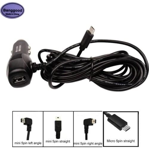 DC 8V-36V to 5V 2A Mini / Micro 5PIN Car Cigarette Lighter Charger 3.5m Cable Adapter with USB Port For Car DVR Vehicle Charging
