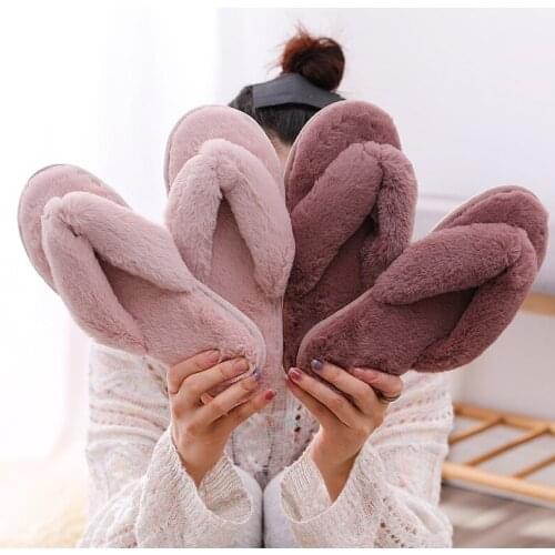 2020 House Women Furry Slippers Lovely Plush Fox Fluffy Sandals Winter Warm Ladies Shoes Female Indoor home Slippers With Fur