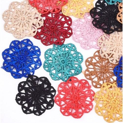 100PCS Polycotton Woven Pendant Decorations Mixed Color Flat Round Charms for Jewelry Making