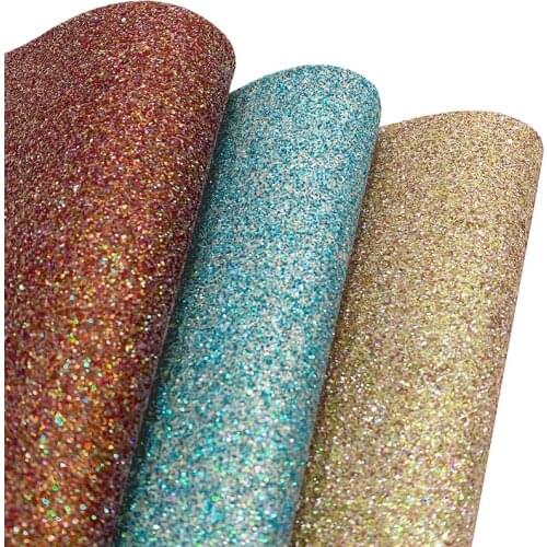 Plain Design Bright Multicolored Shiny Fine Glitter Faux Leather Fabric Sheet for Making Shoe/Bag/Hair Bow/DIY Accessories