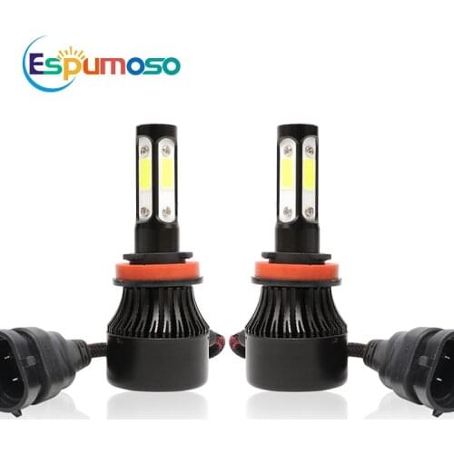 2PCS 4 Sides COB 100W 12000LM Led Headlight H1 H3 H4 H7 H11 HB4 880 9005 9006 Auto Led Bulb 6500K Car Motorcycle Headlamp Kit X7