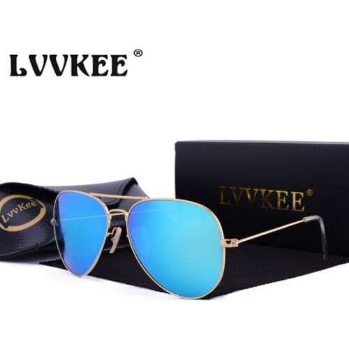 2020 LVVKEE New Brand Classic Gradient Driving Sunglasses Men/Women Pilot Tempered glass lens Sun Glasses UV400 Oculos With Case