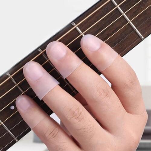 4pcs Ultra-thin Guitar Fingertip Protectors Silicone Finger Guards Guitar Finger Cover for Ukulele Electric Guitar 4 Sizes