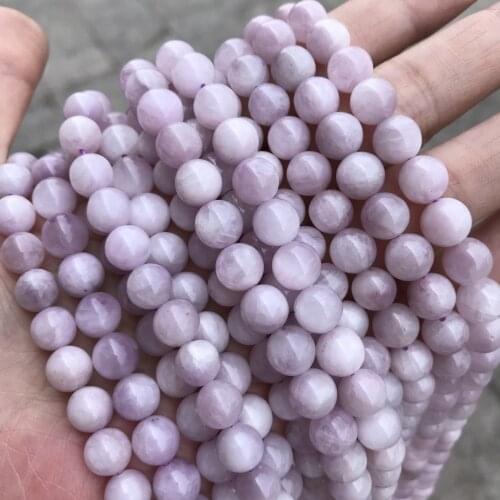 6/8/10mm Genuine Natural Kunzite Stone Beads No Dyed Round Loose Real Purple Spodumene Gem Stone Beads For Jewelry Making DIY
