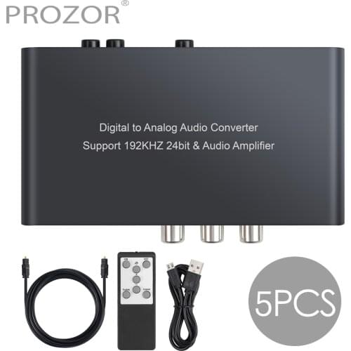 Proster 5Pcs Digital to Analog Audio Converter IR Remote Control coverter RCA Coaxial Optical Toslink to L/R RCA 3.5mm Adapter