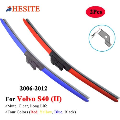 HESITE Color Windshield Wiper Blades For Volvo S40 I II Pedal Model 2000 2002 2003 2004 2005 2006 2007 2008 Front Screen Wipers