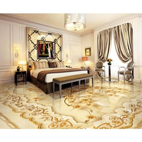 European marble reliefs Golden rose Home Decoration self-adhesive 3D floor wallpapers PVC waterproof floor
