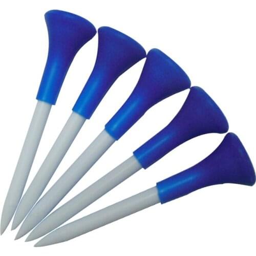 CRESTGOLF 50pcs*2-3/4" Plastic Golf Tees With Rubber Cushion Top --Ultra Durable for Long-Term Use/White with Blue Cushion