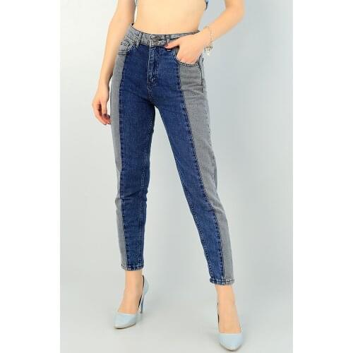Cotton Grey Blue Double Color Mom Jean Pants High Waist Jeans Color Denim For Woman Style Fashion Streetwear y2k urbano