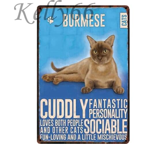 [ Kelly66 ] Burmese CAT Metal Sign Tin Poster Home Decor Bar Wall Art Painting 20*30 CM Size y-1792